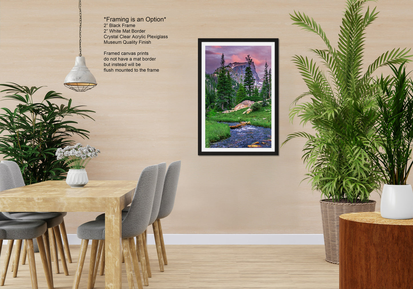 Rocky Mountain National Park, Dream Lake, Estes Park, large framed art work, vertical art, Hallett Peak, Flattop mountain, Colorado wall art