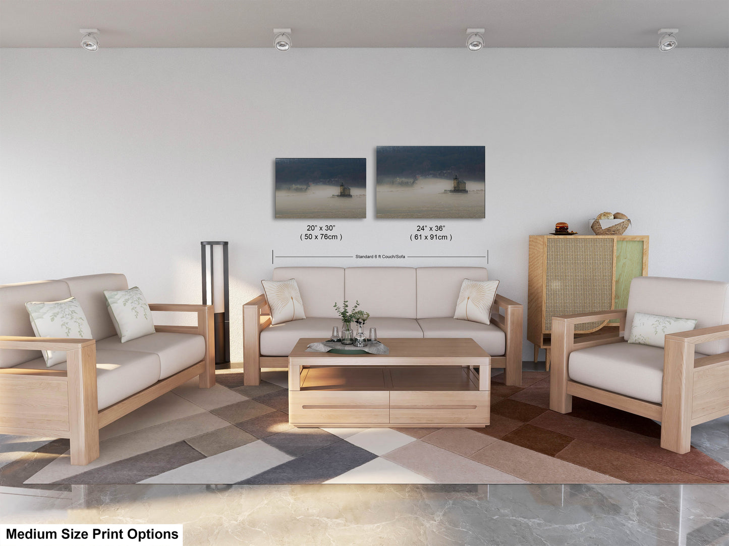 a living room with two couches and a coffee table