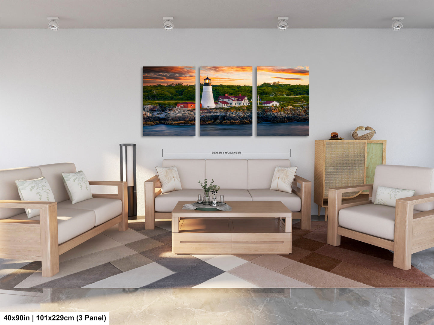 a living room filled with furniture and a painting on the wall