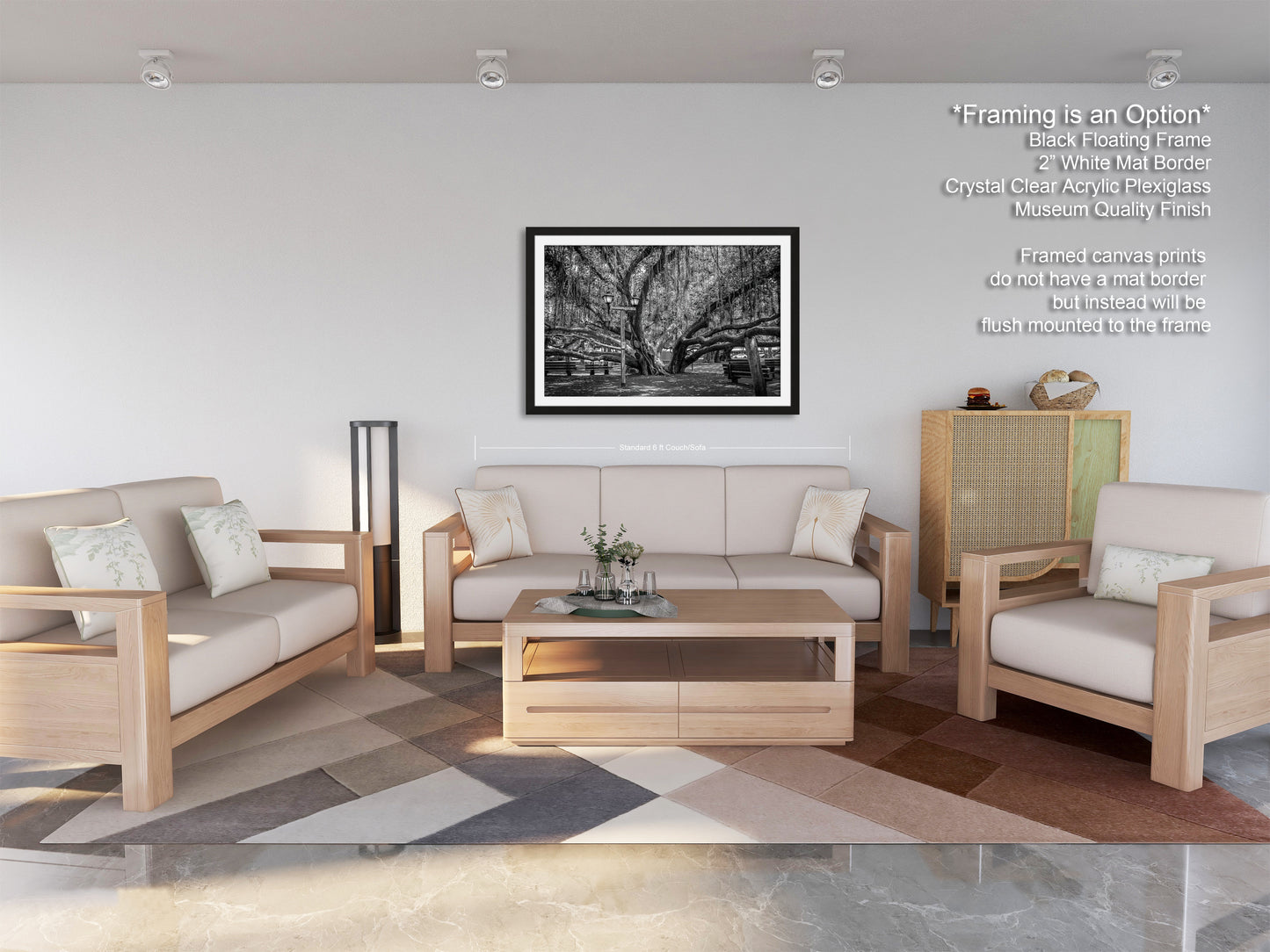 a living room filled with furniture and a coffee table