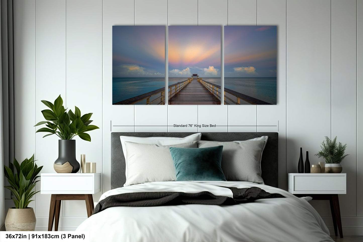 a bedroom scene with focus on the bed