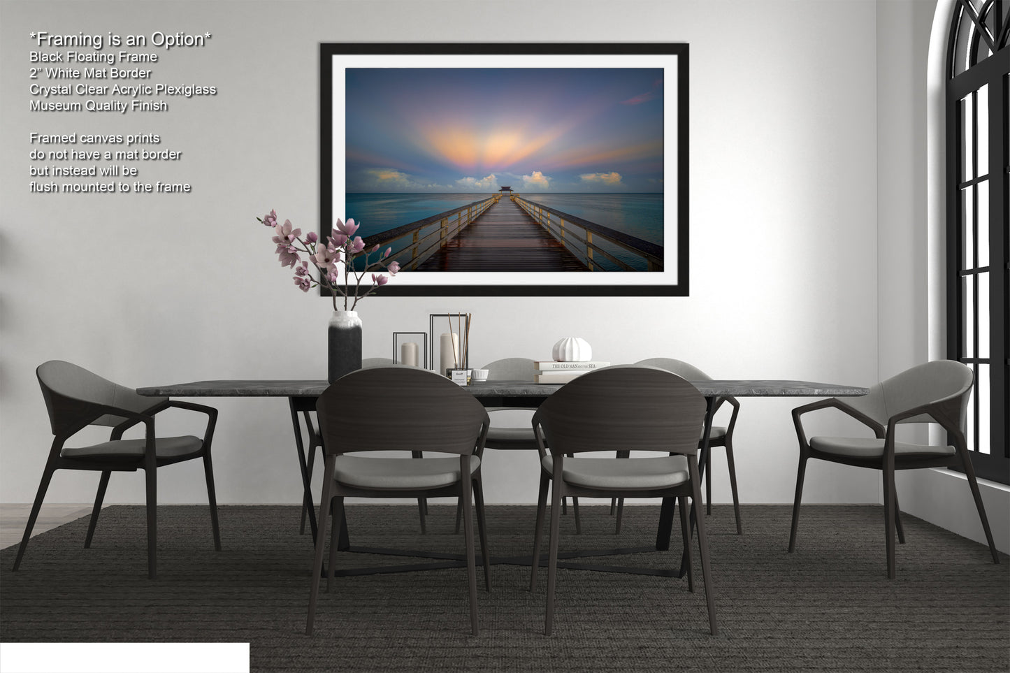 a dining room with a table and chairs