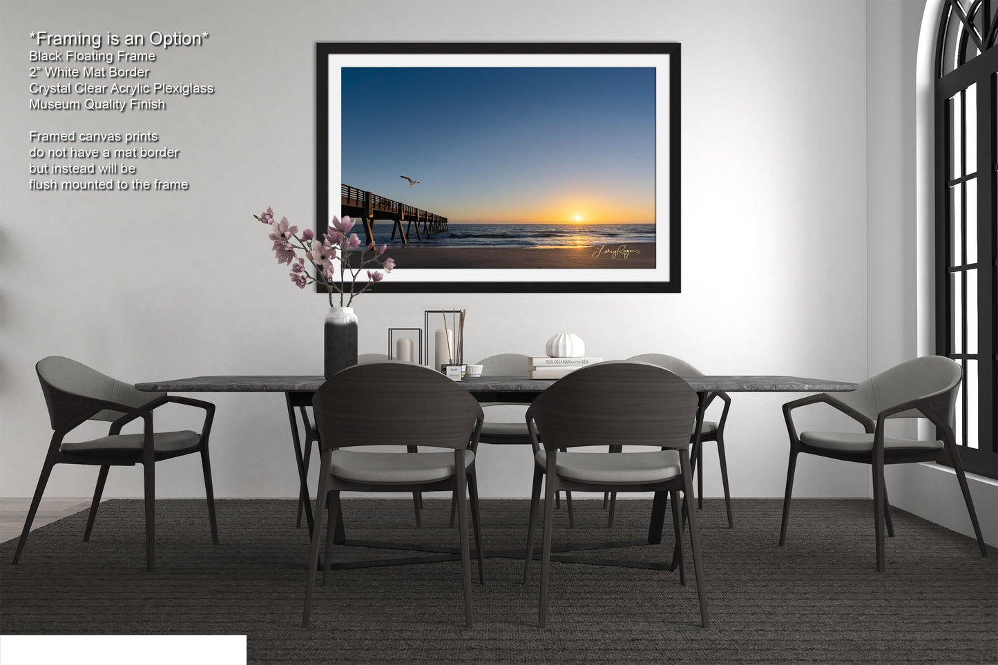 a picture of a dining room with a table and chairs