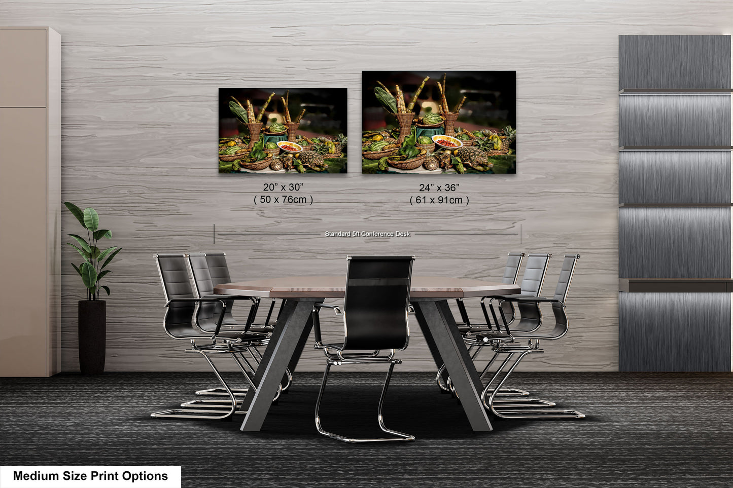 two pictures of a table and chairs in a room