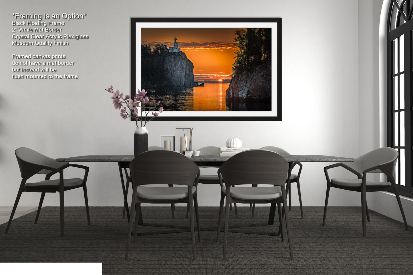 a picture of a dining room with a table and chairs
