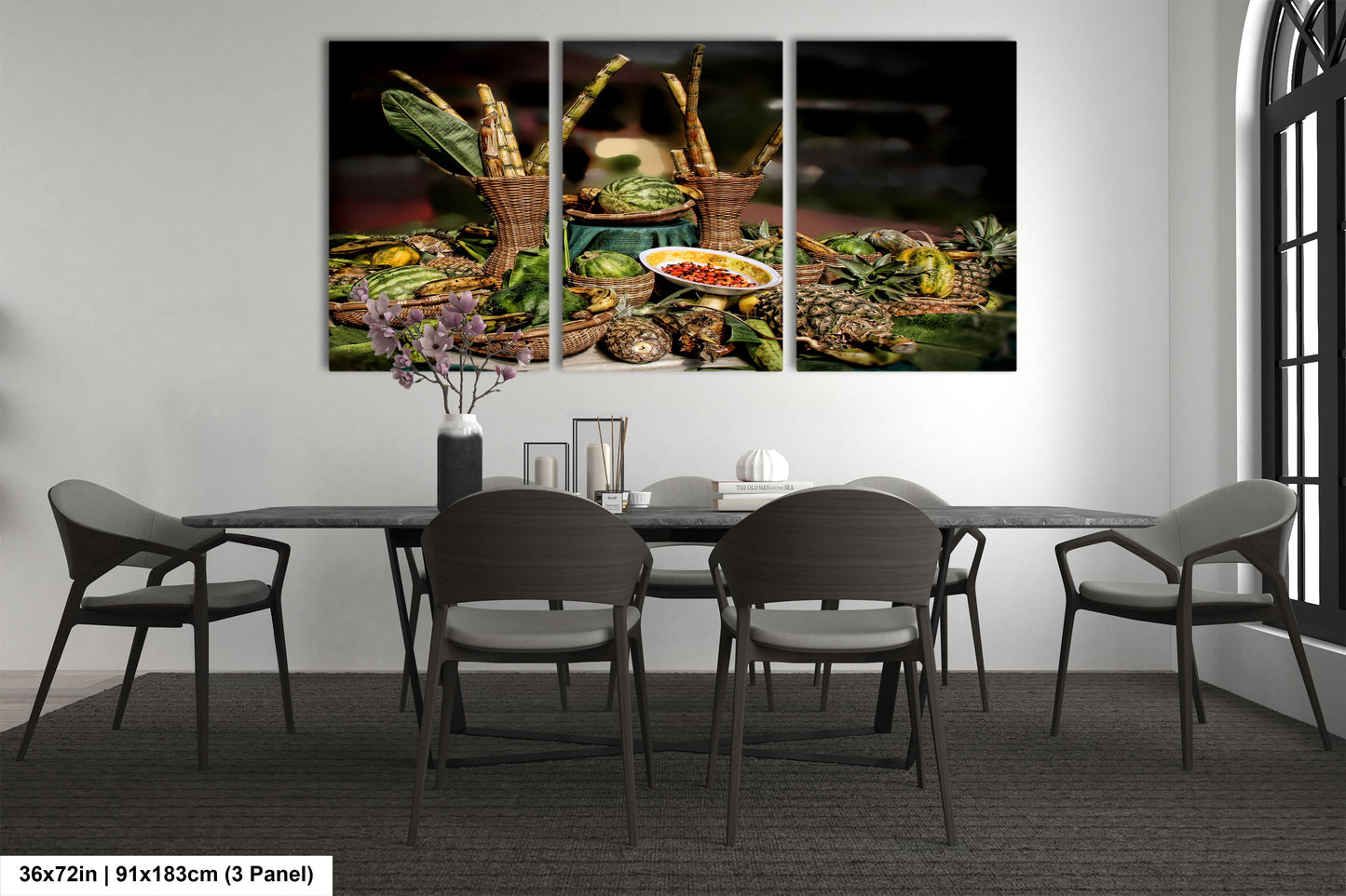 a dining room with a table and chairs