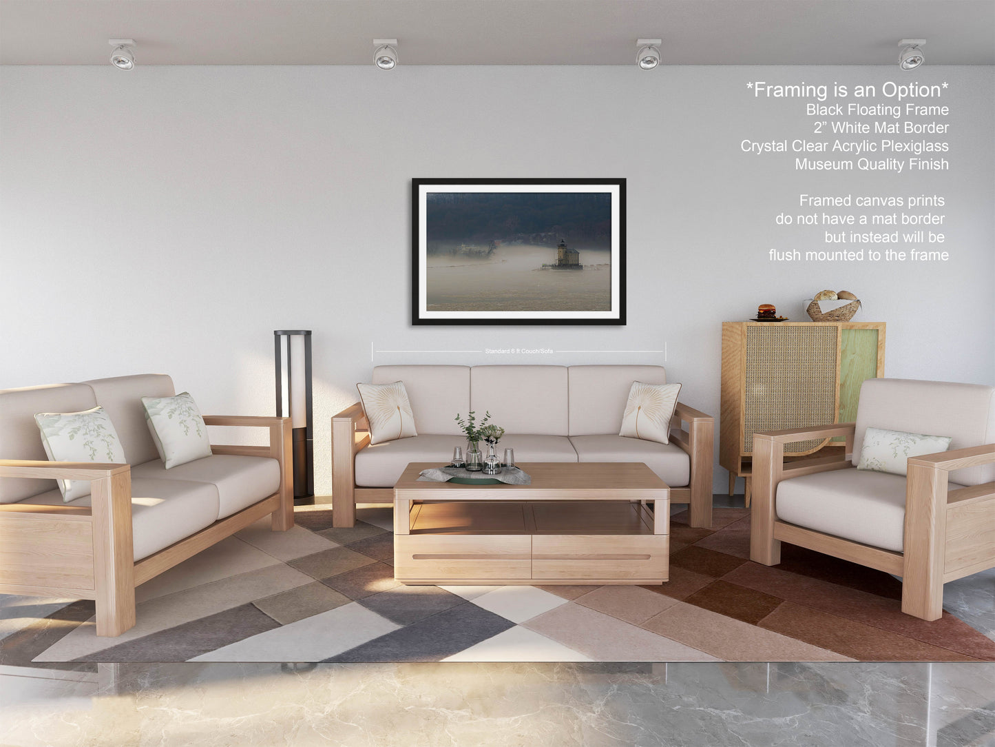 a living room with two couches and a coffee table