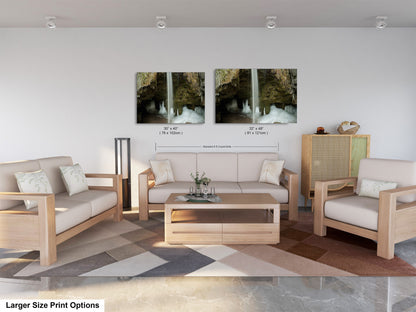 a living room filled with furniture and a painting on the wall