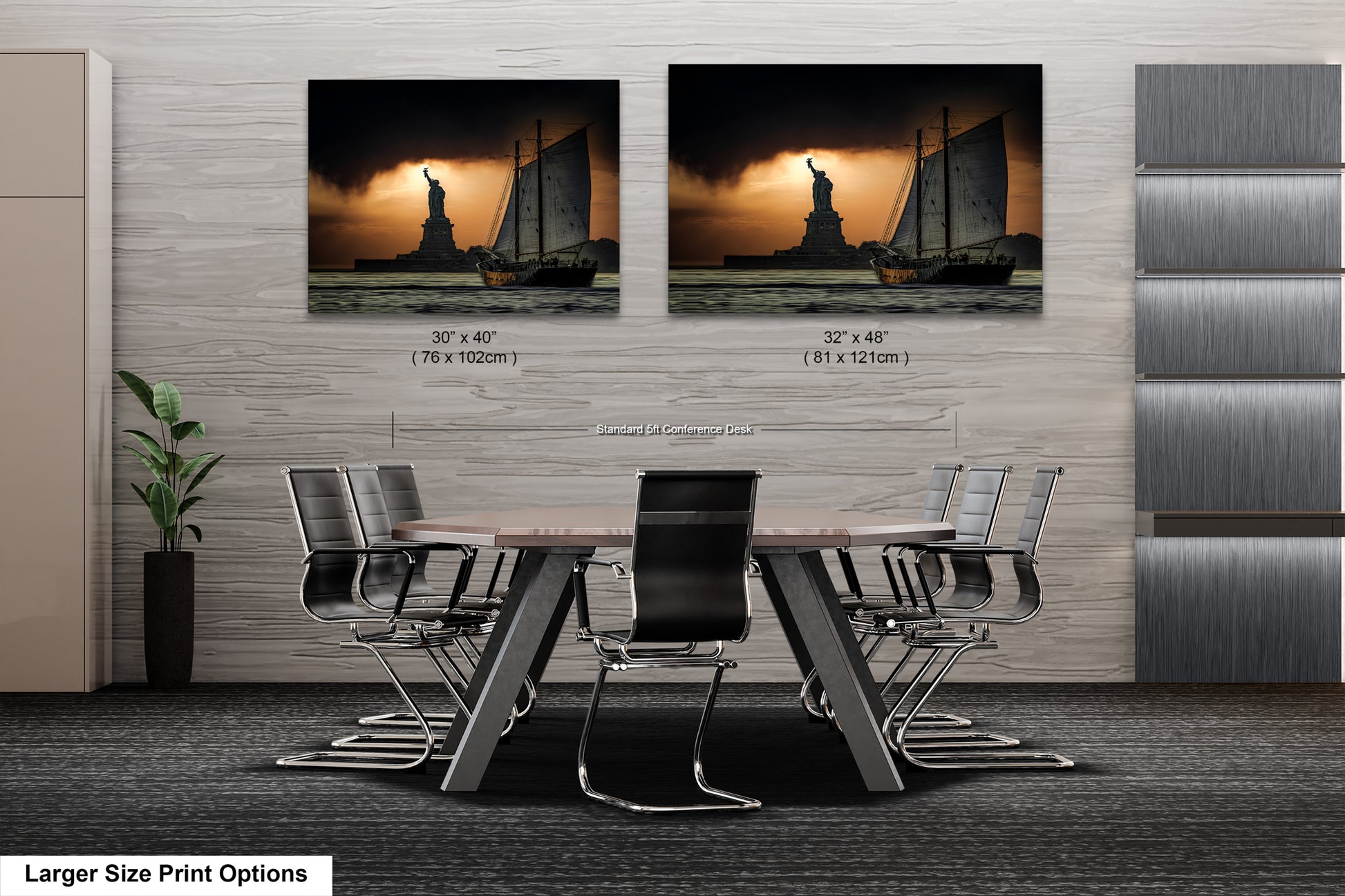 two pictures of a table and chairs in a room