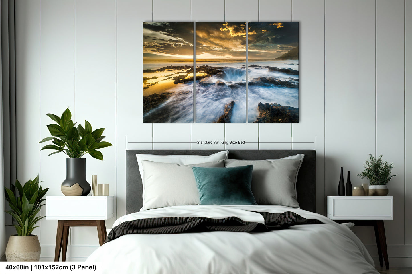 a bedroom scene with focus on the bed