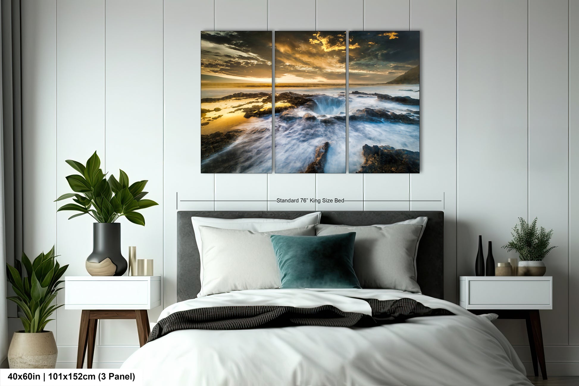 a bedroom scene with focus on the bed