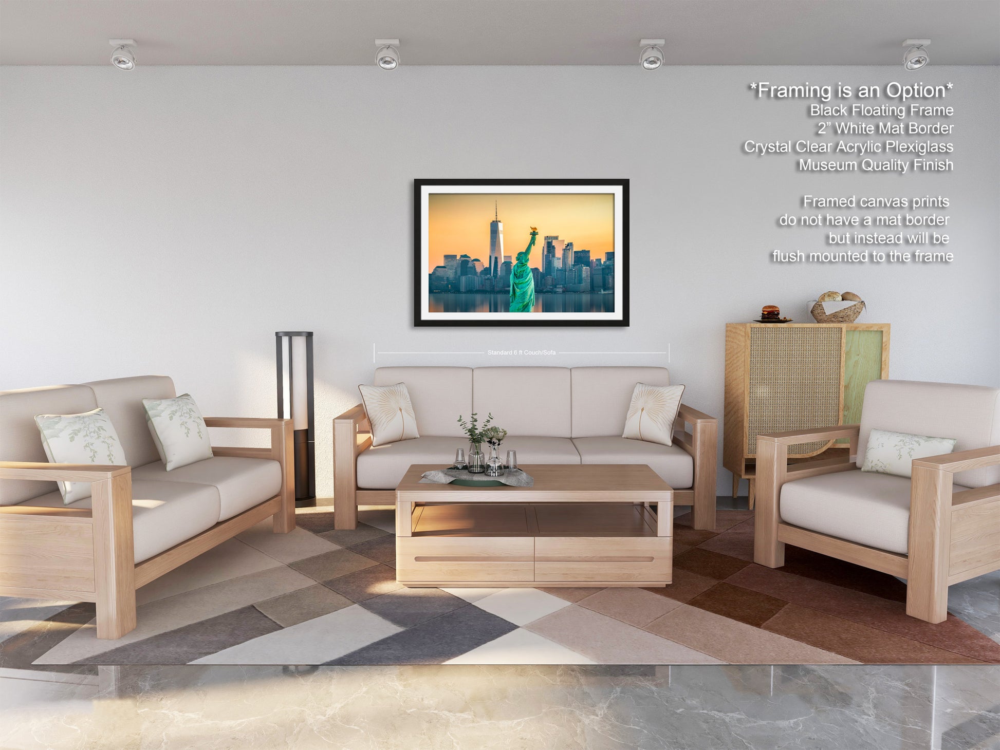 a living room filled with furniture and a painting on the wall