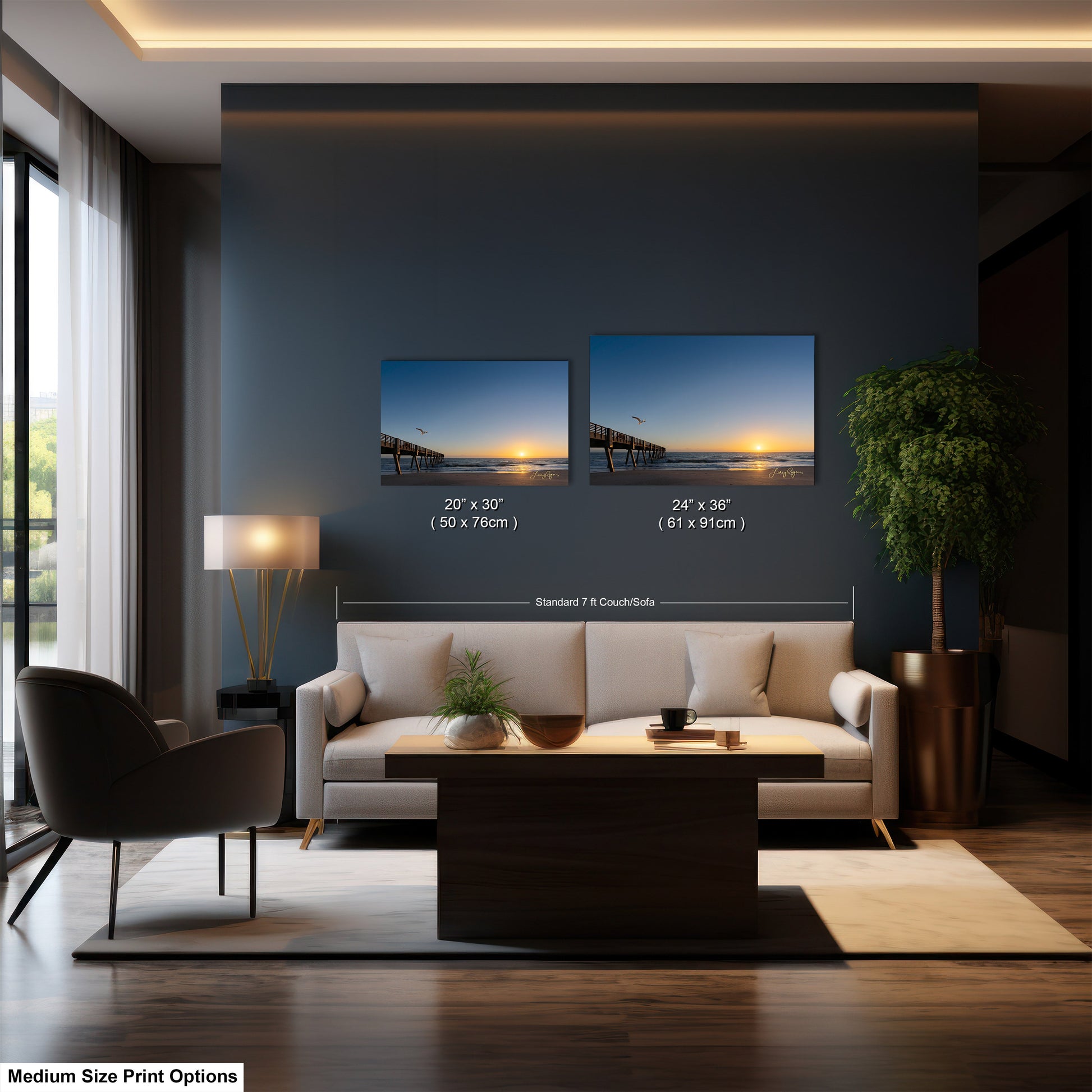 a living room with a couch and a table