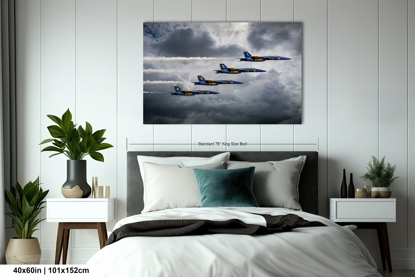 three airplanes flying in the sky above a bed