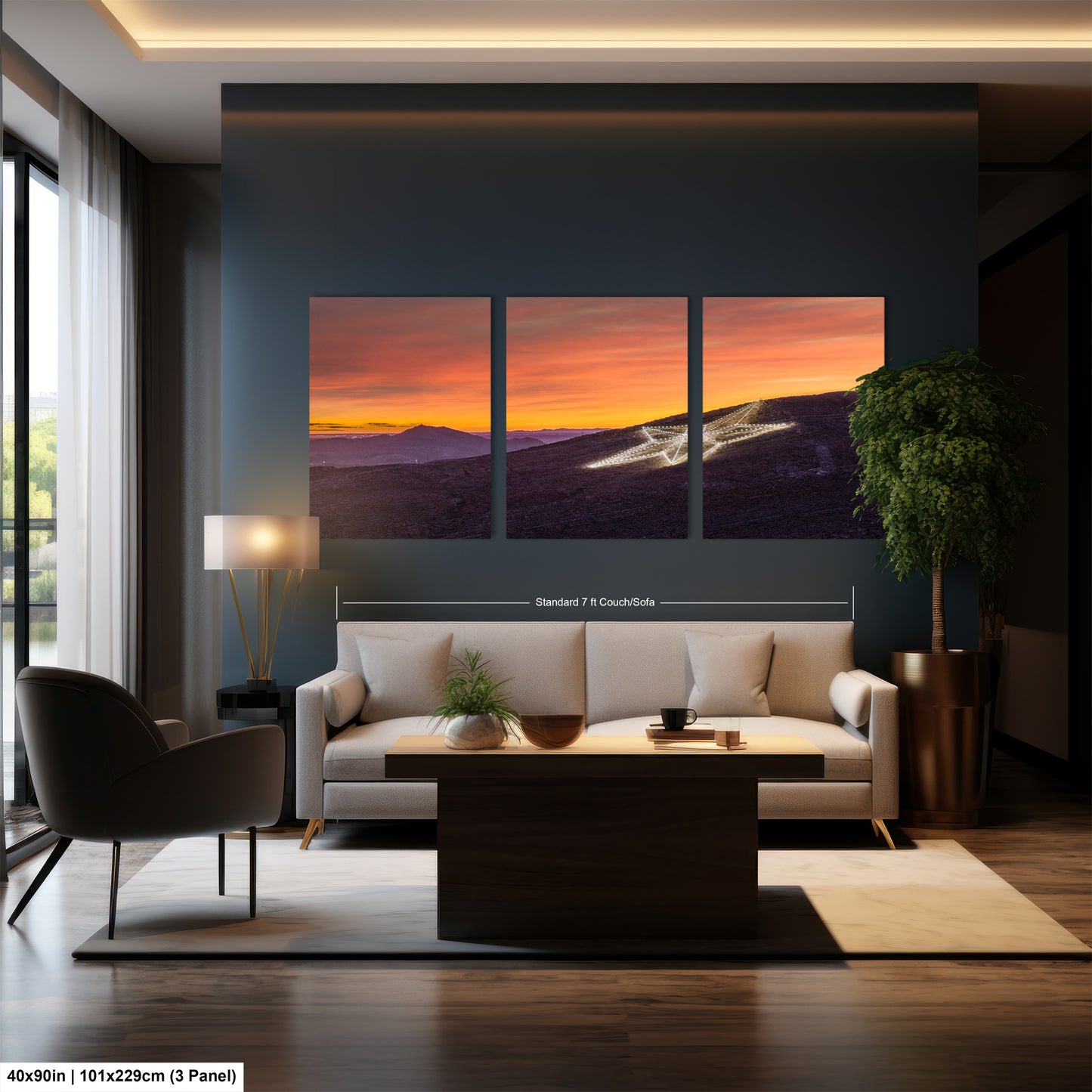 a living room filled with furniture and a painting on the wall