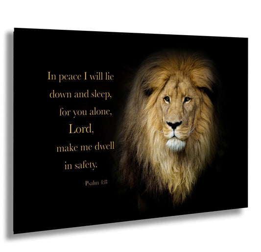 a lion with a bible verse on it