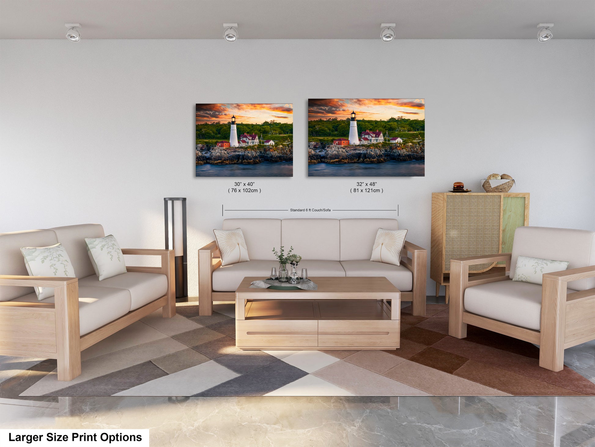 a living room filled with furniture and a painting on the wall