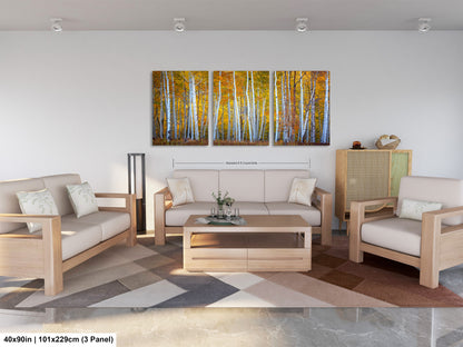 a living room filled with furniture and a painting on the wall