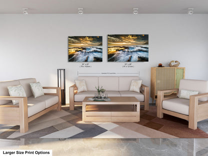 a living room filled with furniture and a painting on the wall