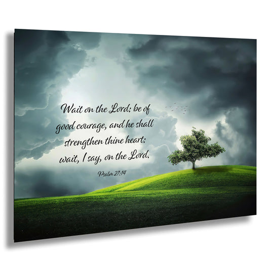 a painting of a tree on a hill under a cloudy sky