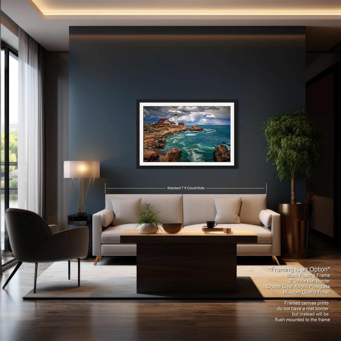 a living room filled with furniture and a painting on the wall