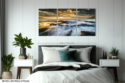 a bedroom scene with focus on the bed