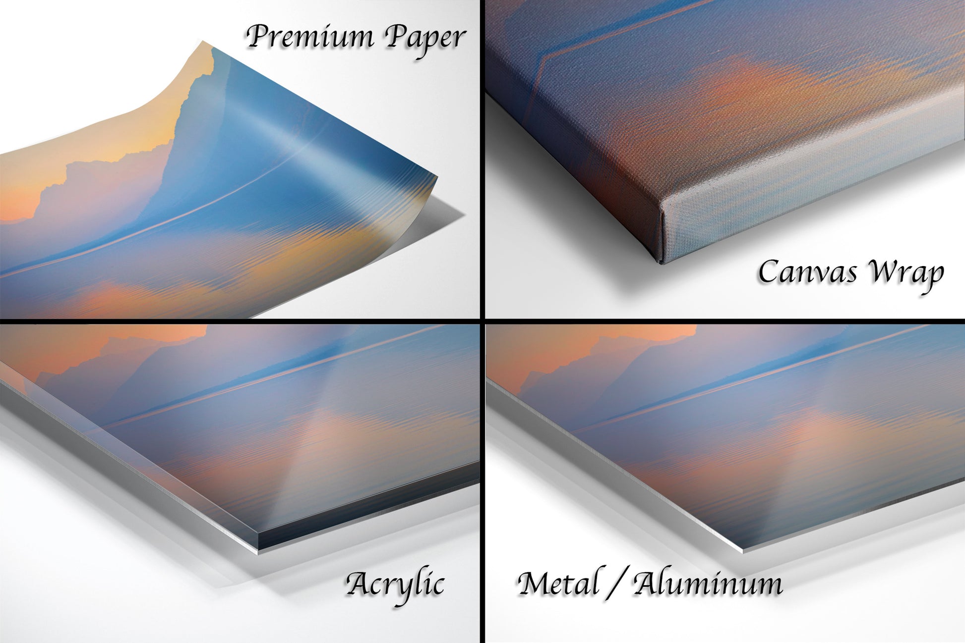 a series of four images showing the different layers of a painting