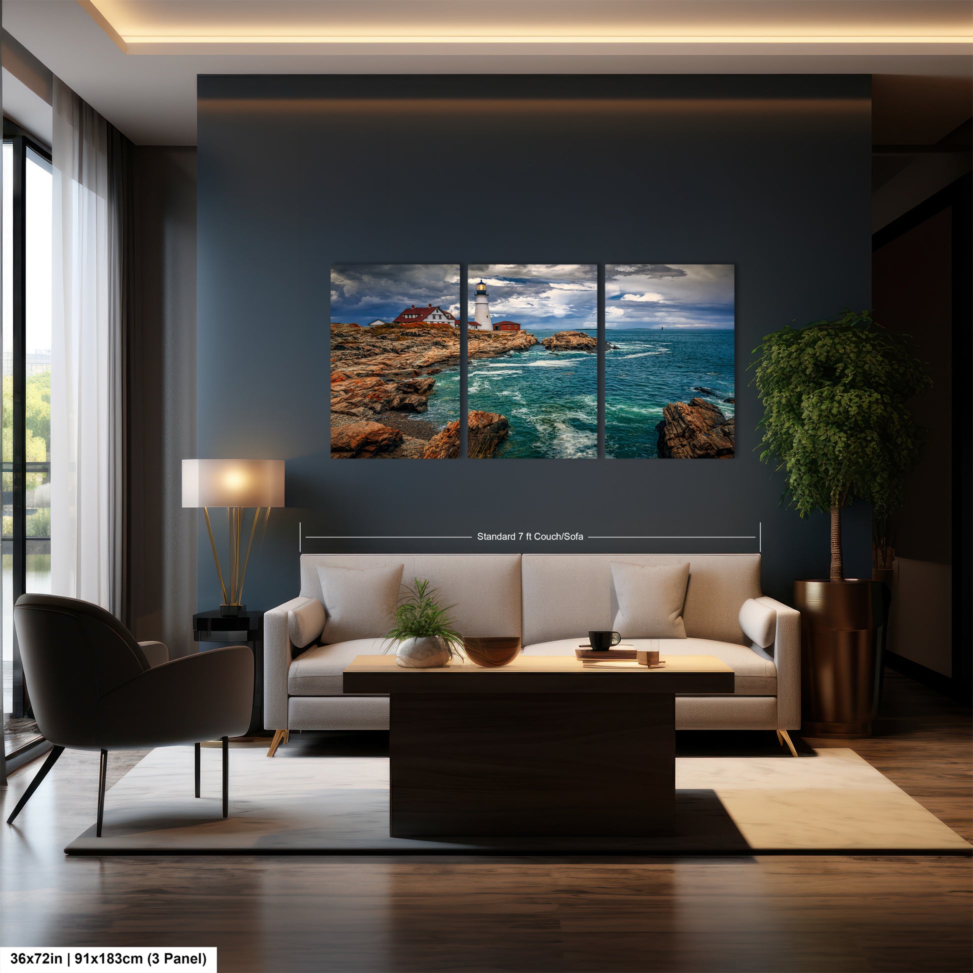 a living room filled with furniture and a painting on the wall