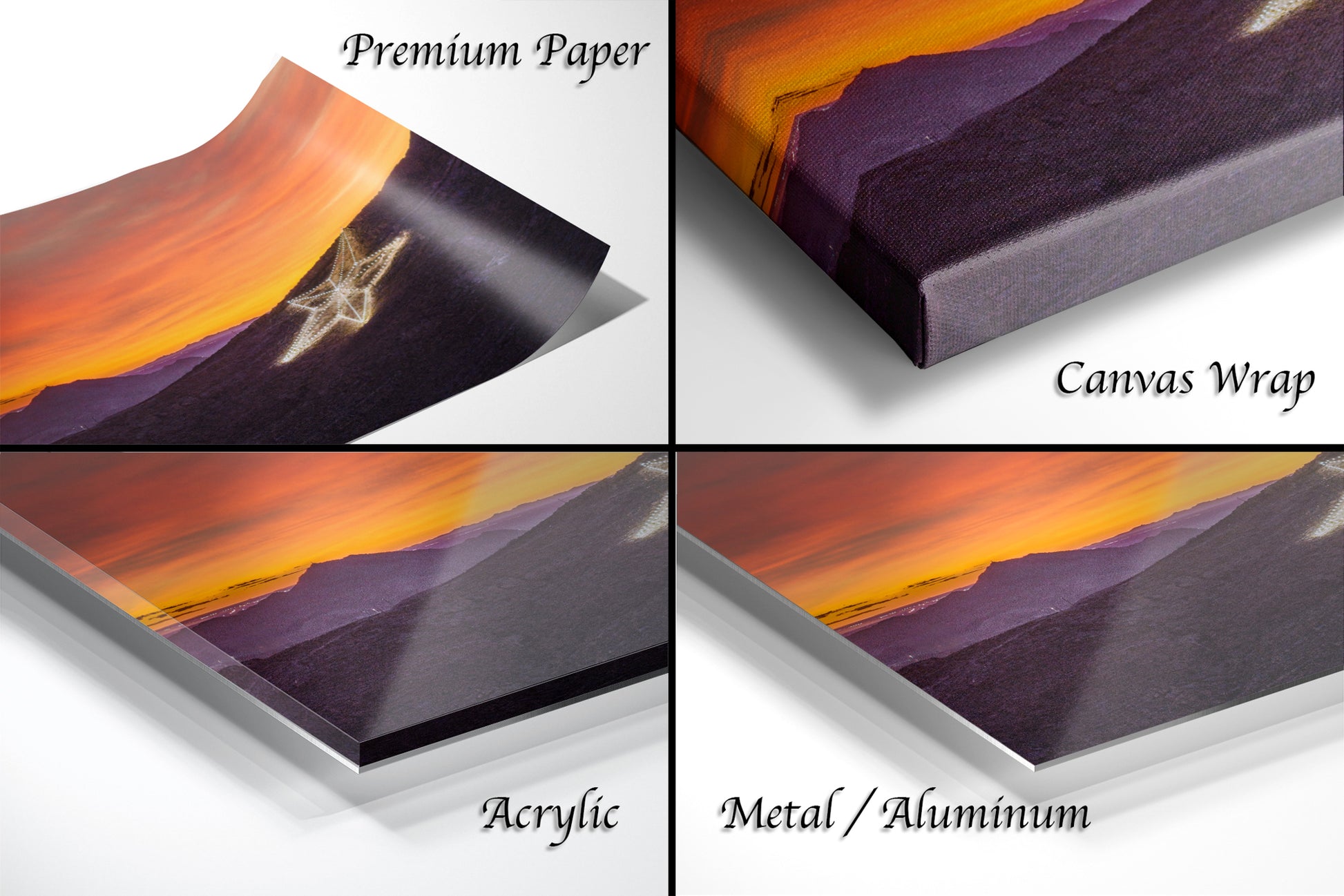a series of four photos of a painting