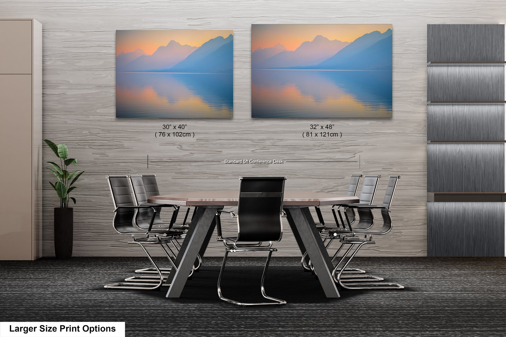 a dining room table with chairs in front of it