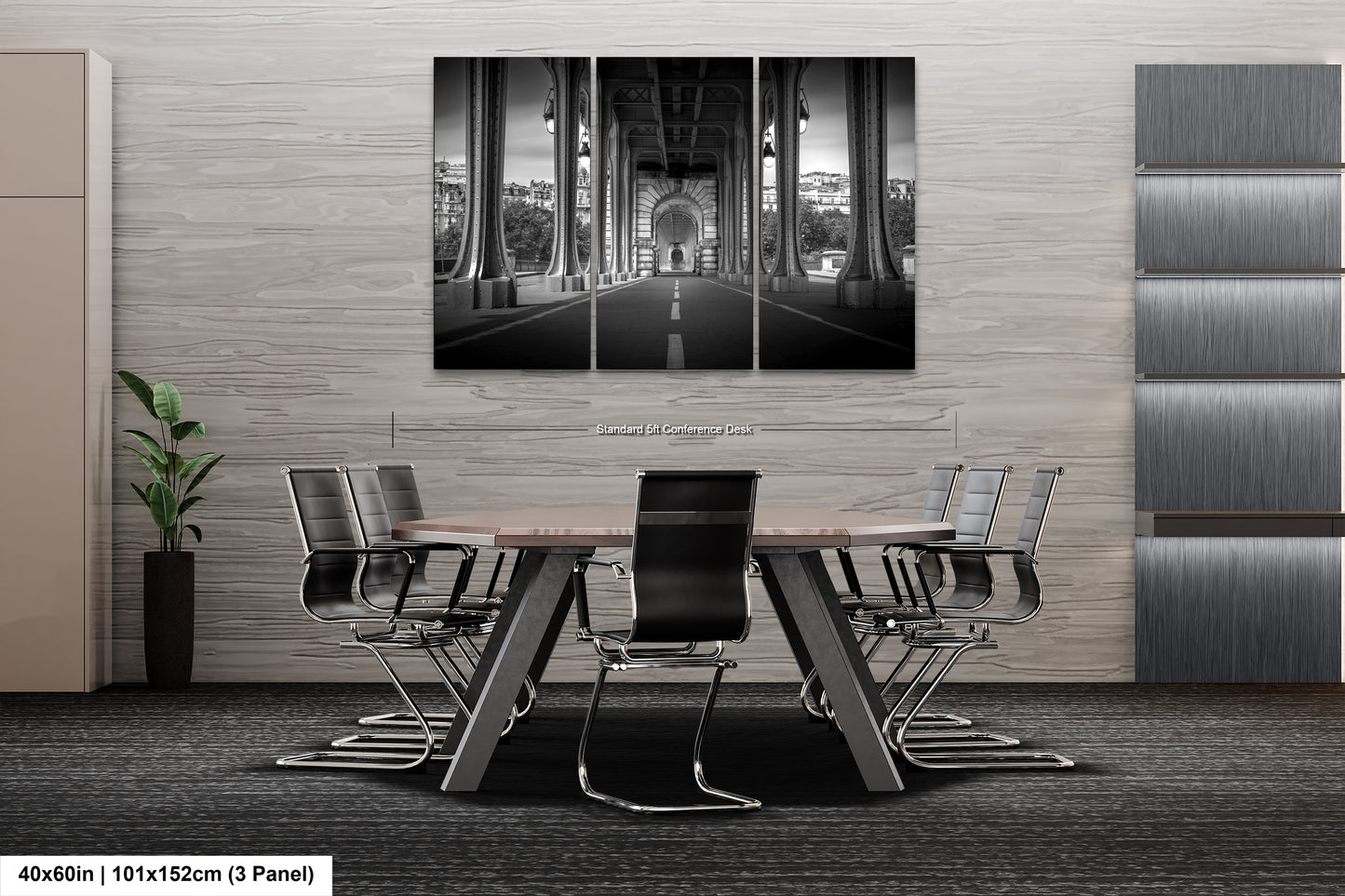 a black and white photo of a dining room