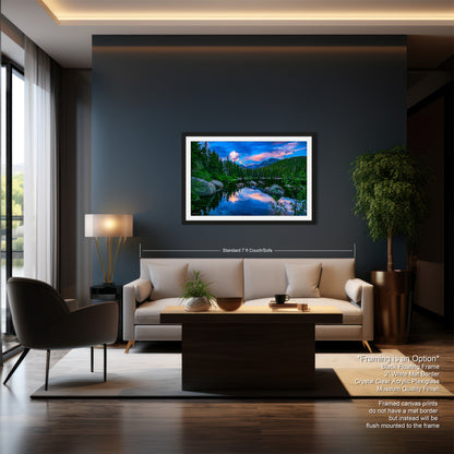 a living room with a couch a table and a painting on the wall