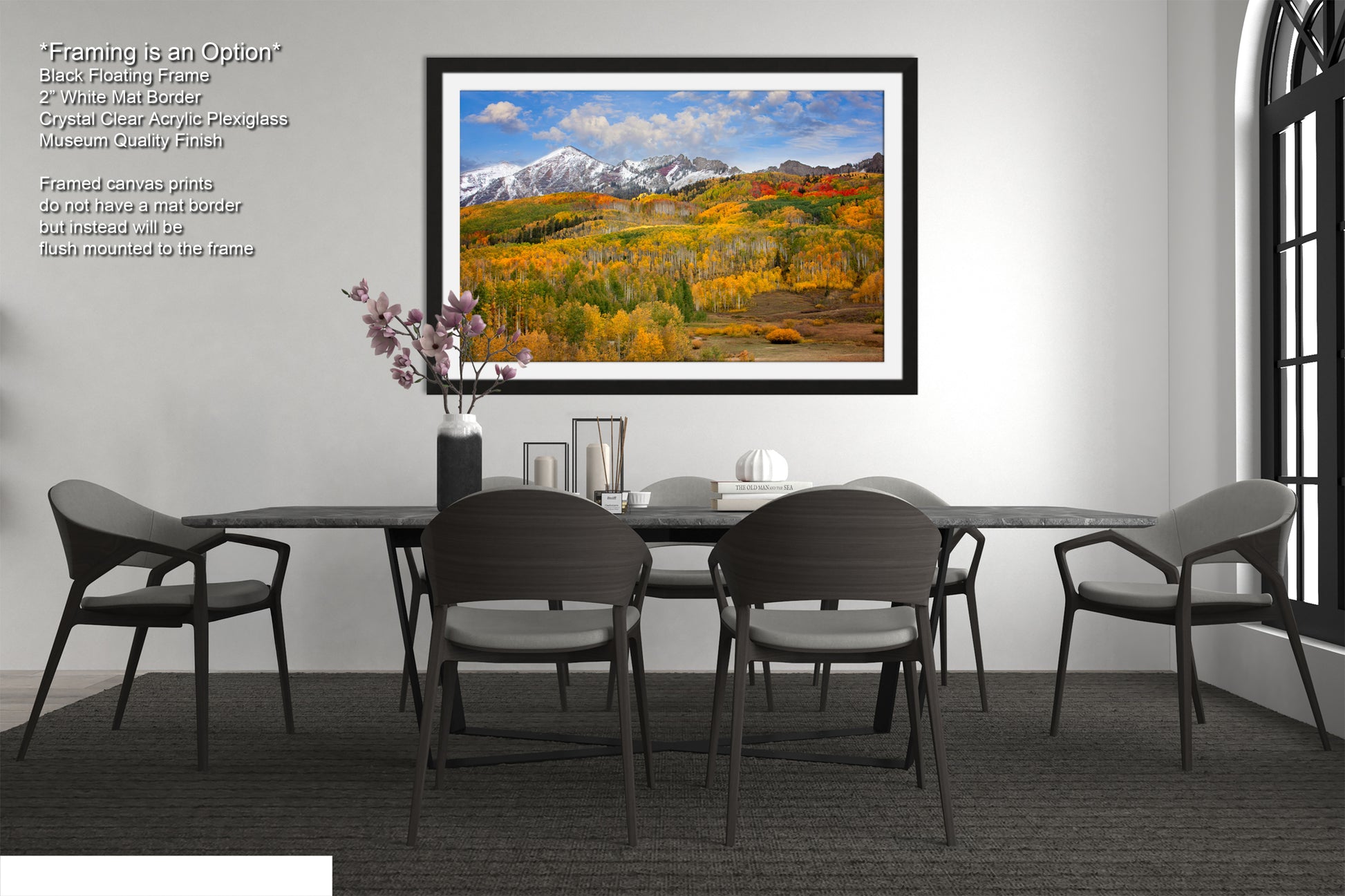 a dining room with a table and chairs