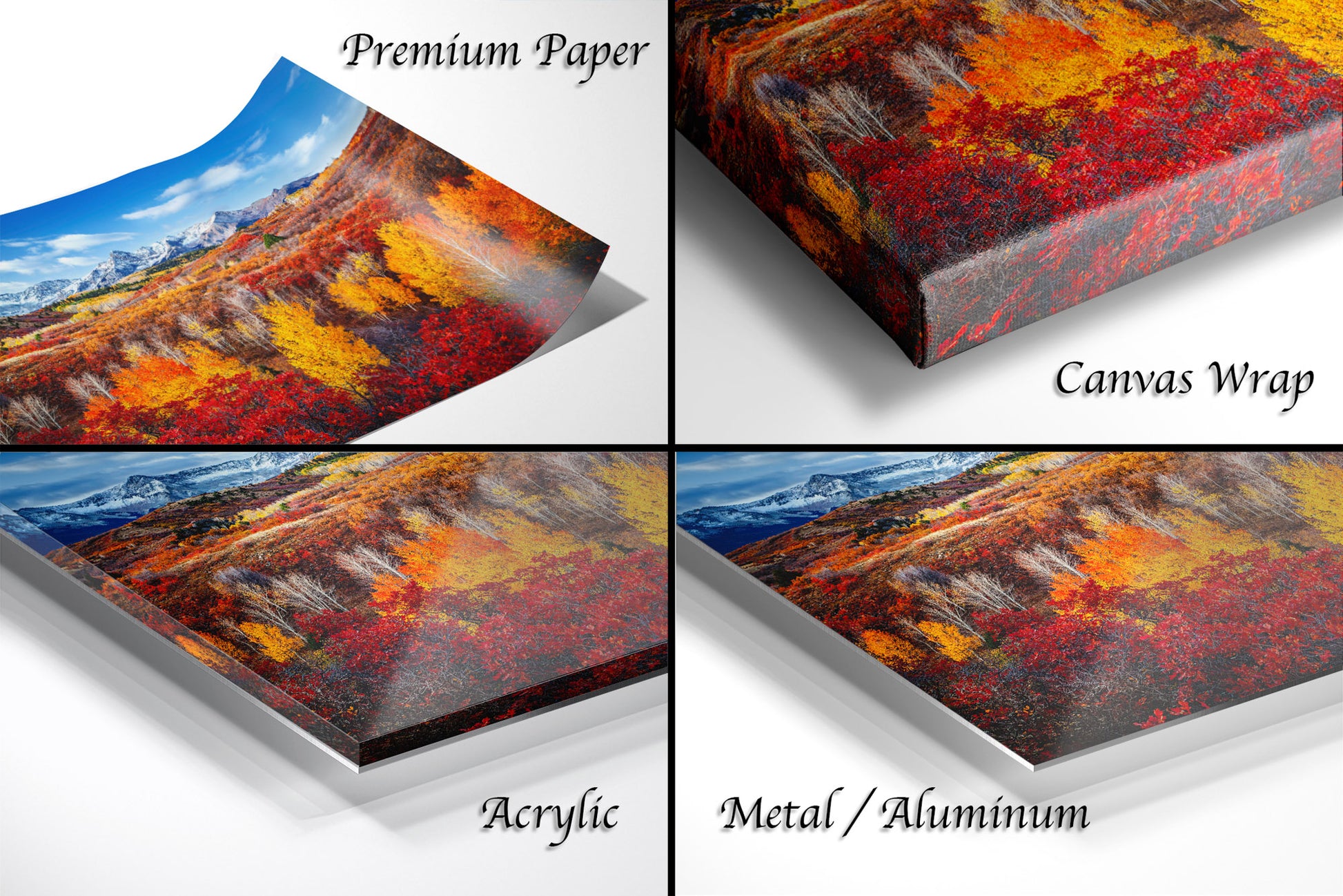 a series of four images showing different layers of a painting