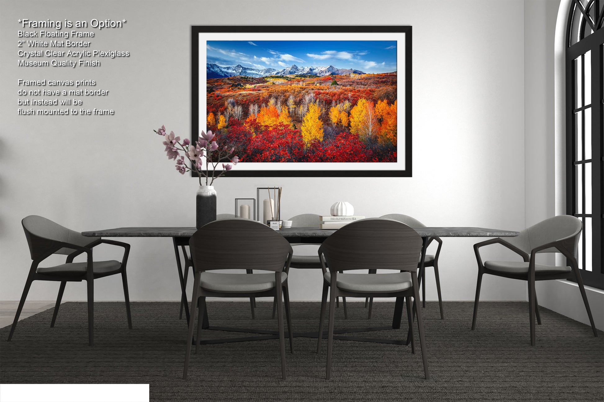 a picture of a dining room with a table and chairs