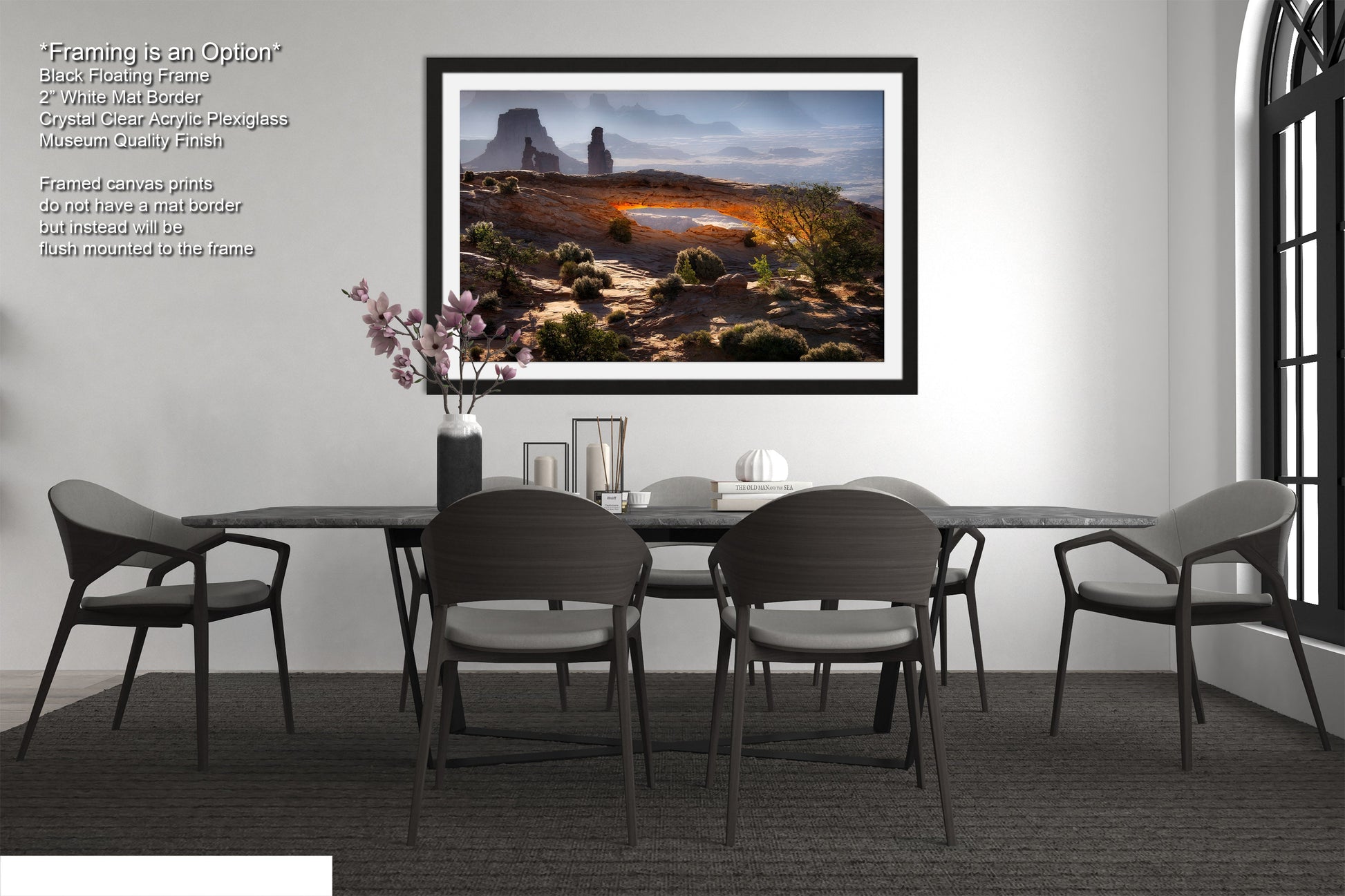 a picture of a dining room with a table and chairs