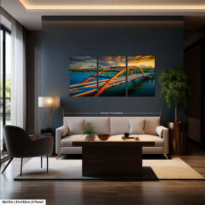 a living room with a couch and a painting on the wall