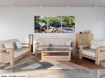 a living room filled with furniture and a painting on the wall