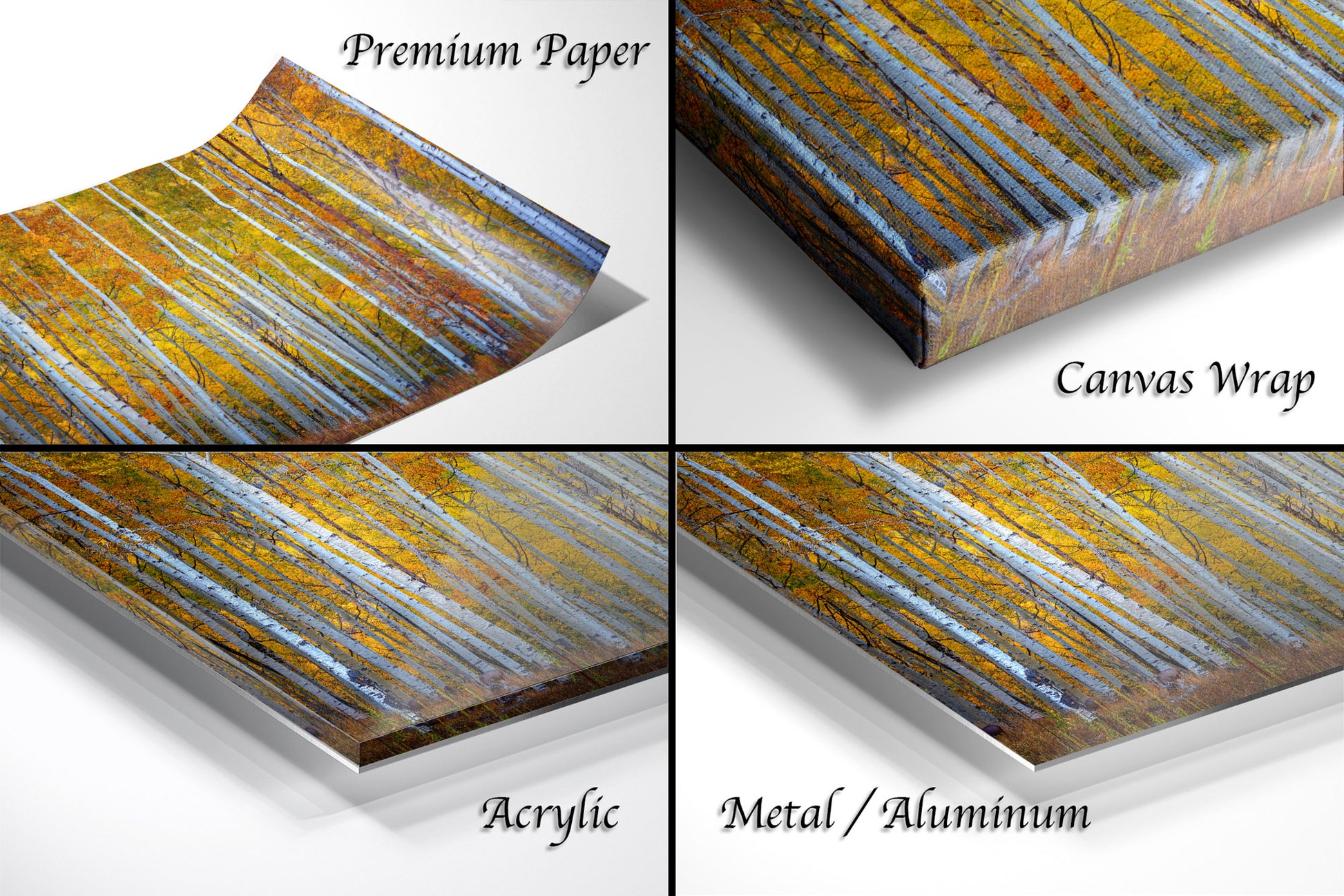 a series of four images showing different angles of a painting