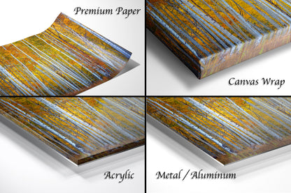 a series of four images showing different angles of a painting