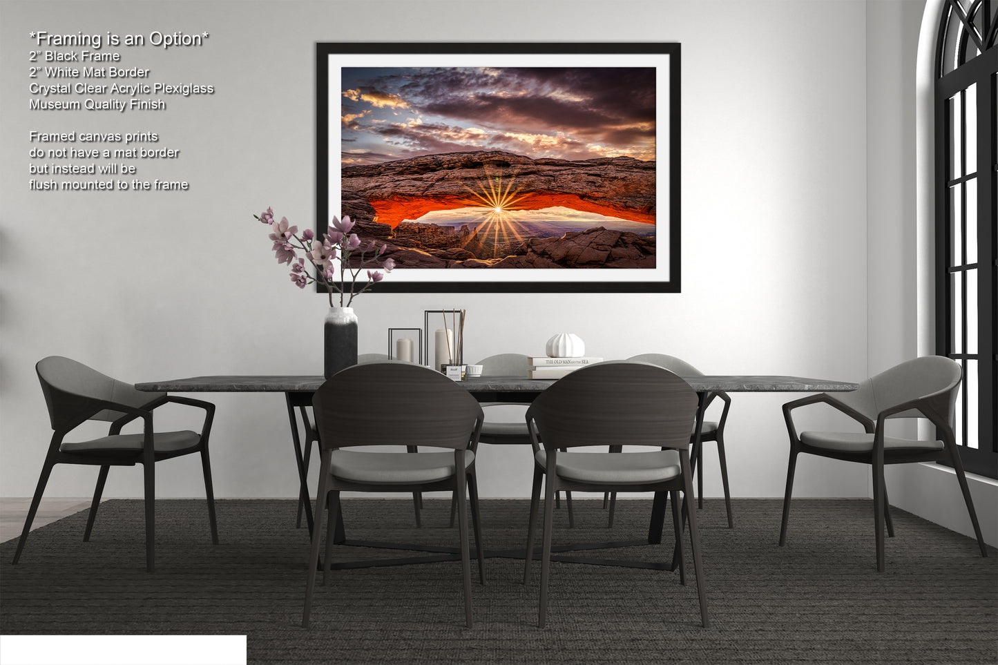 a picture of a dining room with a table and chairs