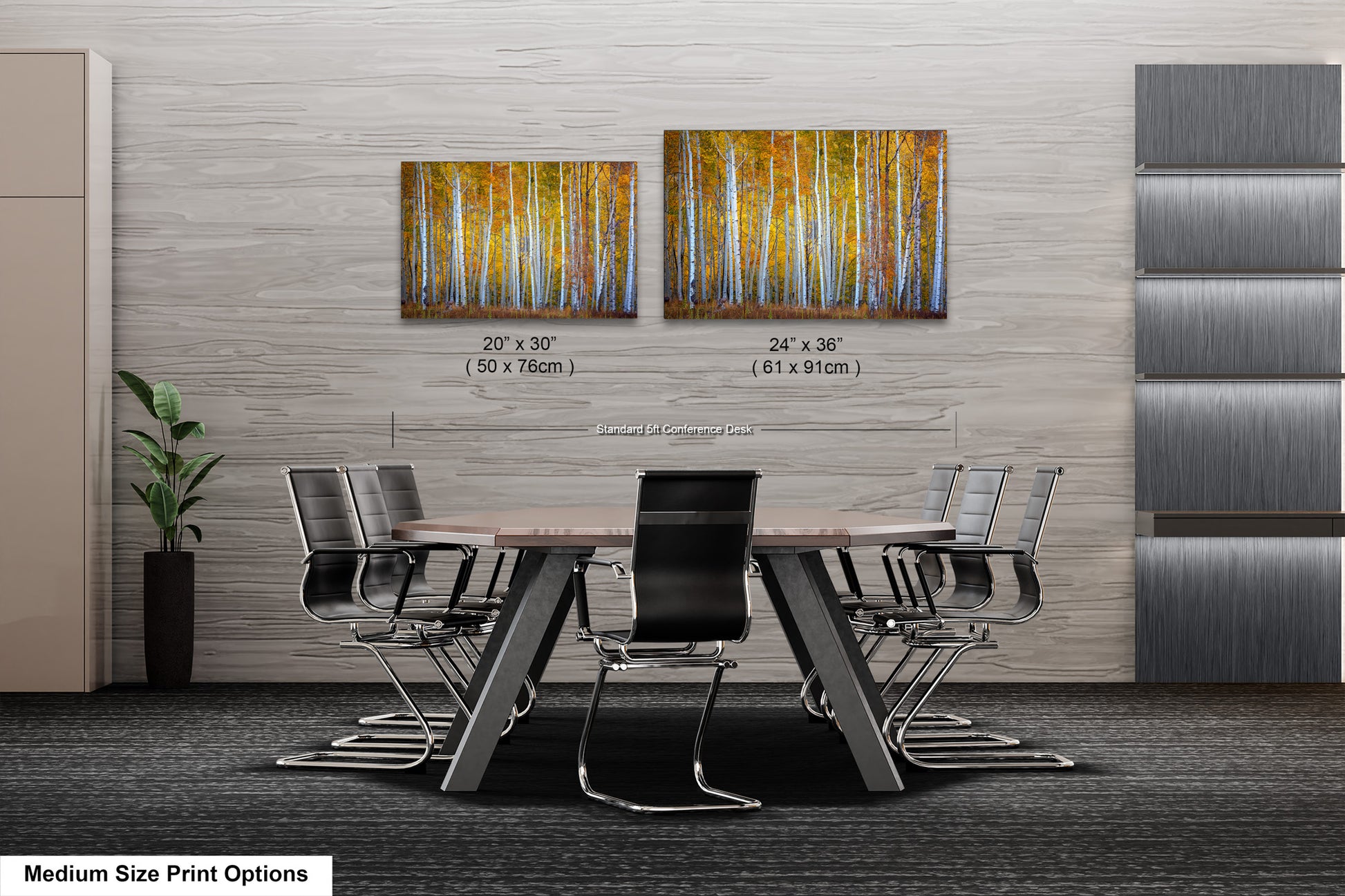 a dining room table with chairs and a painting on the wall