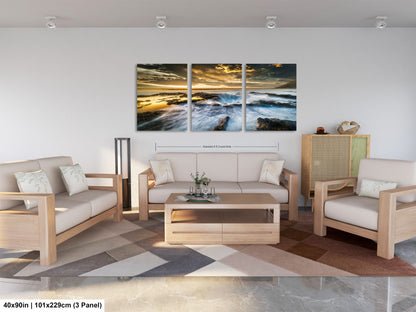 a living room filled with furniture and a painting on the wall