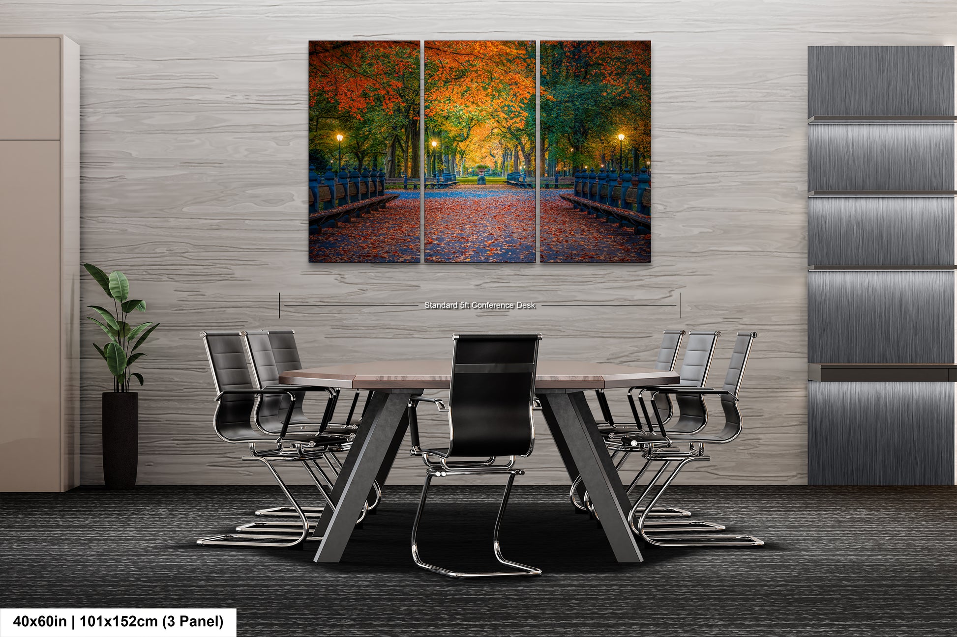 a dining room table with chairs and a painting on the wall