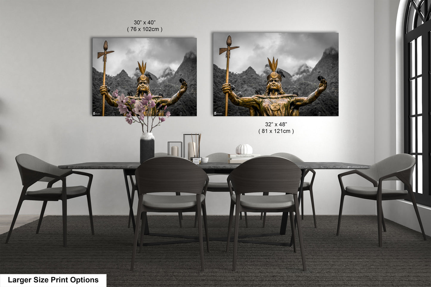 a dining room with a table and chairs