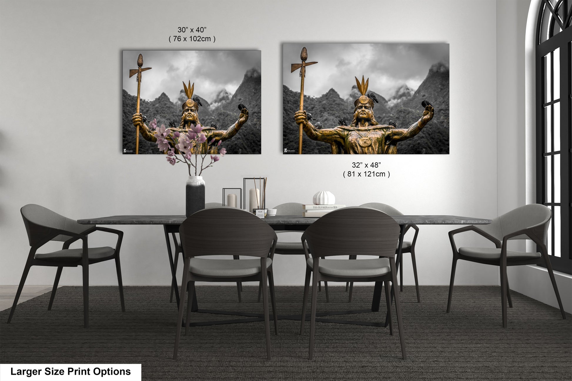 a dining room with a table and chairs