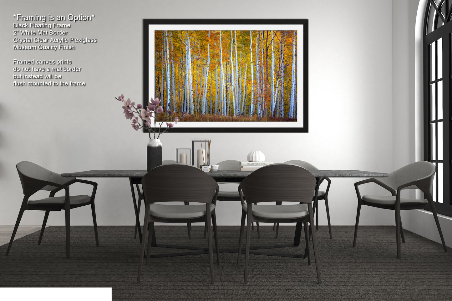 a picture of a dining room with a table and chairs