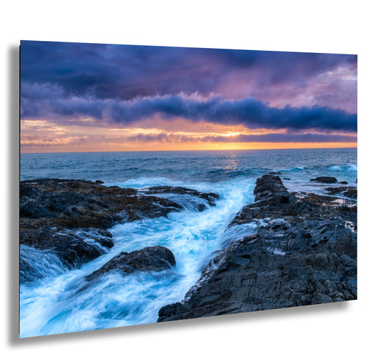 Stunning Purple Sunset Along Rocky Oregon Coast Wall Art Photography