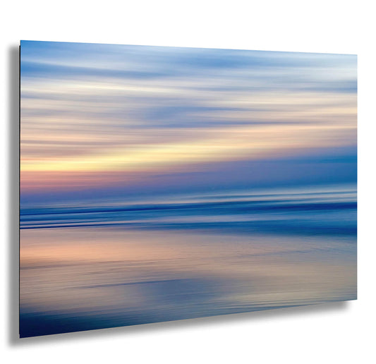 Abstract Seascape Photography Print, Ocean Sunrise Coastal Wall Art, Beach House Artwork, Peaceful Shoreline Sunset, Metal, Canvas, Acrylic