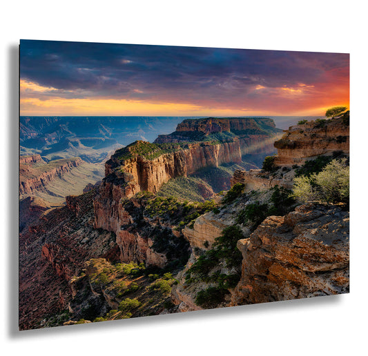 North Rim Grand Canyon National Park Southwestern Wall Art, Arizona Decoration in Triptych, Metal, and Large Canvas Print